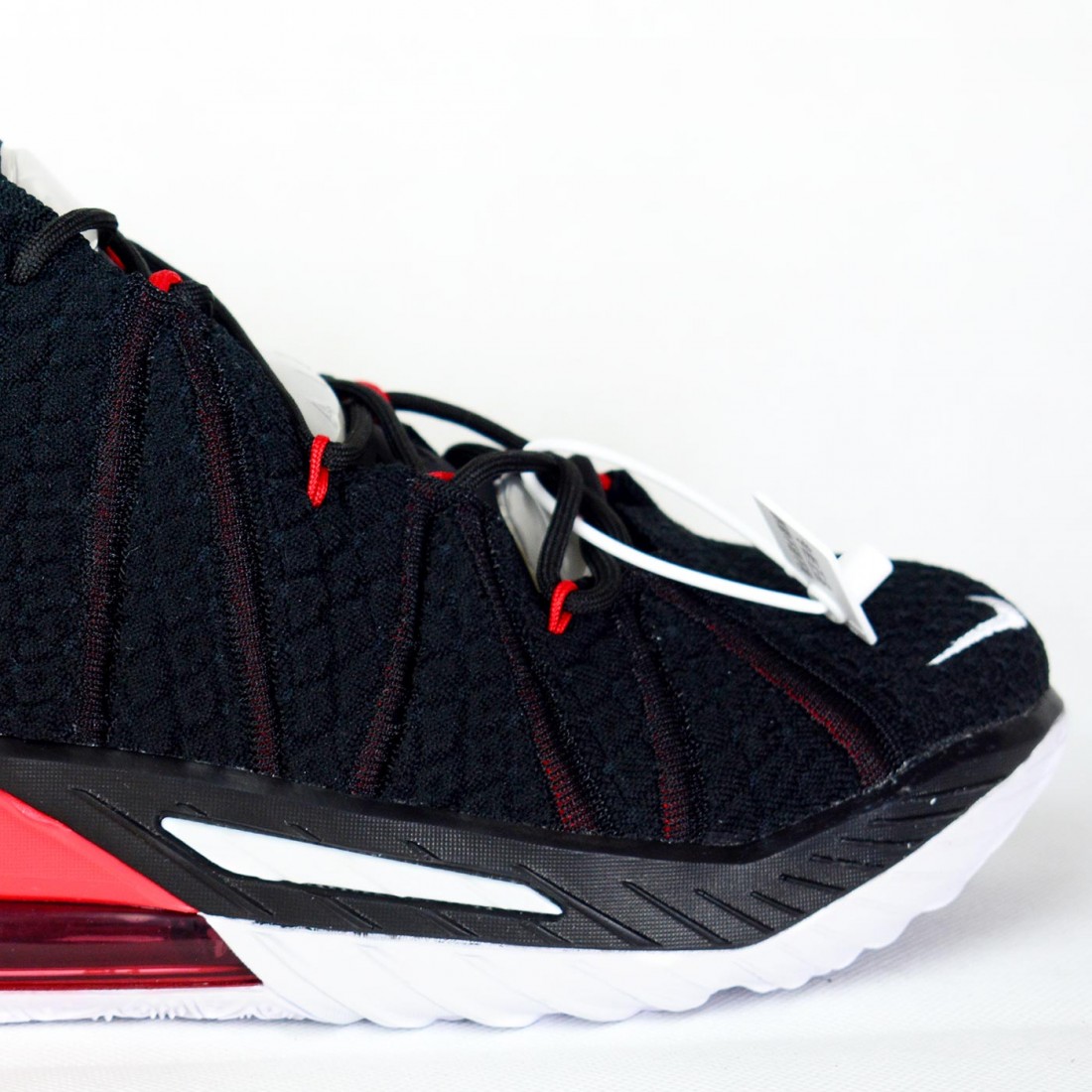 lebron 18 black white university red